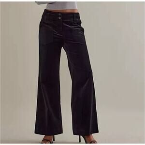 Anthropologie Wide-Leg Black Velvet Pants